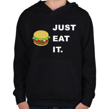 PRINTFASHION just eat it - Gyerek kapucnis pulóver - Fekete gyerek pulóver, kardigán
