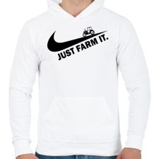 PRINTFASHION Just farm it - Férfi kapucnis pulóver - Fehér férfi pulóver, kardigán
