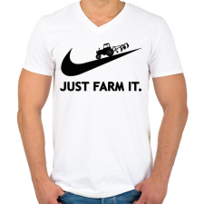 PRINTFASHION Just farm it. - Férfi V-nyakú póló - Fehér férfi póló