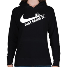 PRINTFASHION Just farm it - Női kapucnis pulóver - Fekete