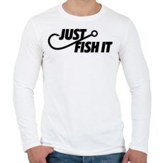 PRINTFASHION Just fish it márkaparódia horgászoknak - Férfi hosszú ujjú póló - Fehér
