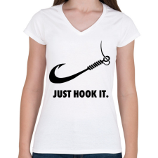 PRINTFASHION Just hook it - Női V-nyakú póló - Fehér női póló