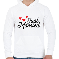 PRINTFASHION Just Married - Férfi kapucnis pulóver - Fehér