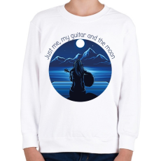 PRINTFASHION Just me, my guitar and the moon - Gyerek pulóver - Fehér