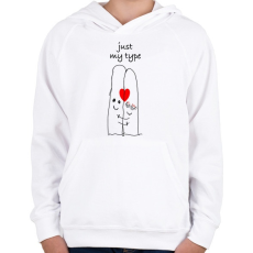 PRINTFASHION Just my type - Gyerek kapucnis pulóver - Fehér