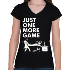 PRINTFASHION Just one more game - Női V-nyakú póló - Fekete