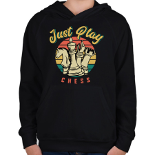 PRINTFASHION Just play chess - Sakkozzunk - Gyerek kapucnis pulóver - Fekete gyerek pulóver, kardigán