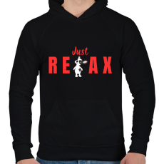 PRINTFASHION Just Relax kutyus - Férfi kapucnis pulóver - Fekete