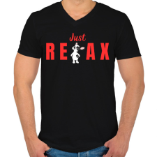 PRINTFASHION Just Relax kutyus - Férfi V-nyakú póló - Fekete férfi póló