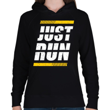 PRINTFASHION Just Run - Női kapucnis pulóver - Fekete női pulóver, kardigán