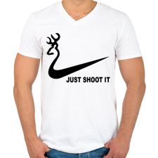 PRINTFASHION Just shoot it 2 - Férfi V-nyakú póló - Fehér férfi póló