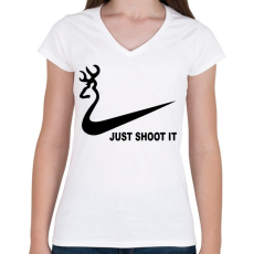 PRINTFASHION Just shoot it 2 - Női V-nyakú póló - Fehér