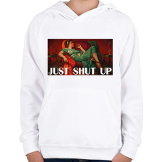 PRINTFASHION Just shut up - Gyerek kapucnis pulóver - Fehér