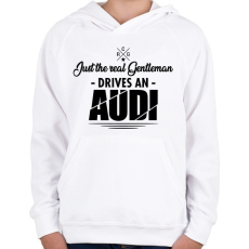 PRINTFASHION Just the real Gentleman - Audi - Gyerek kapucnis pulóver - Fehér