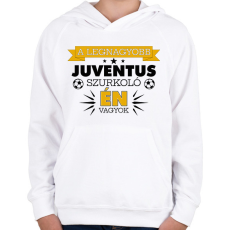 PRINTFASHION Juventus szurkoló - Gyerek kapucnis pulóver - Fehér