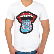PRINTFASHION Kábszit dobj, ne bombát - Férfi V-nyakú póló - Fehér