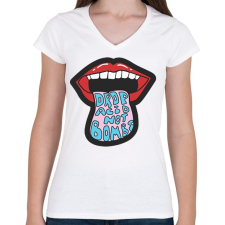 PRINTFASHION Kábszit dobj, ne bombát - Női V-nyakú póló - Fehér női póló