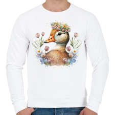 PRINTFASHION Kacsa virágokkal - Férfi pulóver - Fehér férfi pulóver, kardigán