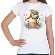 PRINTFASHION Kacsa virágokkal - Női póló - Fehér női póló