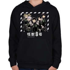 PRINTFASHION Kaiju no.8 - Gyerek kapucnis pulóver - Fekete