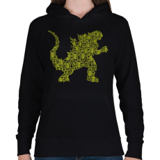 PRINTFASHION Kaiju - Női kapucnis pulóver - Fekete