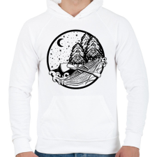 PRINTFASHION Kajakozás az erdőben - Férfi kapucnis pulóver - Fehér férfi pulóver, kardigán