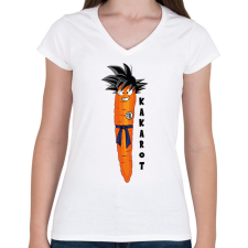 PRINTFASHION Kakarot - Női V-nyakú póló - Fehér női póló