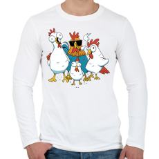 PRINTFASHION Kakas és csirkék - Férfi hosszú ujjú póló - Fehér