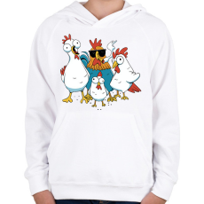 PRINTFASHION Kakas és csirkék - Gyerek kapucnis pulóver - Fehér