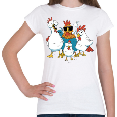 PRINTFASHION Kakas és csirkék - Női póló - Fehér