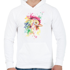 PRINTFASHION Kakas vízfesték - Férfi kapucnis pulóver - Fehér