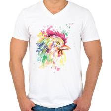 PRINTFASHION Kakas vízfesték - Férfi V-nyakú póló - Fehér férfi póló