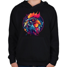 PRINTFASHION Kakasfej - Gyerek kapucnis pulóver - Fekete gyerek pulóver, kardigán