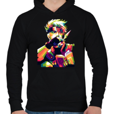 PRINTFASHION Kakashi - Férfi kapucnis pulóver - Fekete férfi pulóver, kardigán