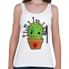 PRINTFASHION Kaktusz gombostűkkel - Női atléta - Fehér női trikó