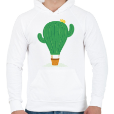 PRINTFASHION Kaktusz léghajó - Férfi kapucnis pulóver - Fehér férfi pulóver, kardigán