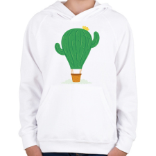 PRINTFASHION Kaktusz léghajó - Gyerek kapucnis pulóver - Fehér gyerek pulóver, kardigán