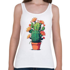 PRINTFASHION Kaktusz növény - Női atléta - Fehér női trikó