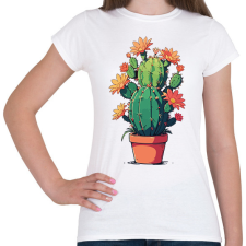 PRINTFASHION Kaktusz növény - Női póló - Fehér női póló