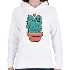 PRINTFASHION Kaktusz pár - Női kapucnis pulóver - Fehér női pulóver, kardigán