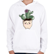 PRINTFASHION Kaktuszka - Gyerek kapucnis pulóver - Fehér gyerek pulóver, kardigán