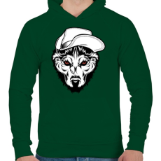 PRINTFASHION Kalapos farkas - Férfi kapucnis pulóver - Sötétzöld