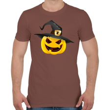 PRINTFASHION Kalapos halloween tök - Férfi póló - Mogyoróbarna férfi póló