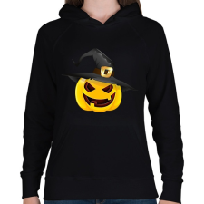 PRINTFASHION Kalapos halloween tök - Női kapucnis pulóver - Fekete női pulóver, kardigán