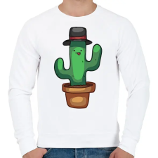 PRINTFASHION Kalapos kaktusz - Férfi pulóver - Fehér férfi pulóver, kardigán