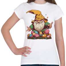 PRINTFASHION Kalapos törpe húsvéti tojásokkal - Női póló - Fehér