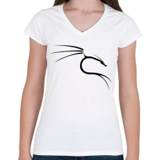 PRINTFASHION Kali linux black - Női V-nyakú póló - Fehér