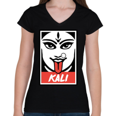 PRINTFASHION Kali - Női V-nyakú póló - Fekete