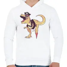 PRINTFASHION Kalóz dínó - Férfi kapucnis pulóver - Fehér férfi pulóver, kardigán