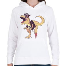 PRINTFASHION Kalóz dínó - Női kapucnis pulóver - Fehér